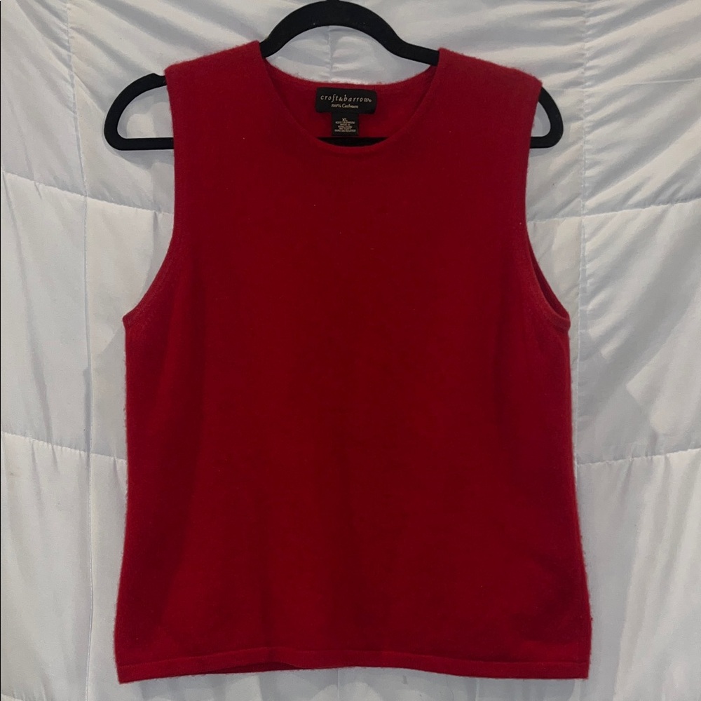 Croft & Barrow XL Red Cashmere Scoop Neck Sleeveless Soft Knit Sweater Top
